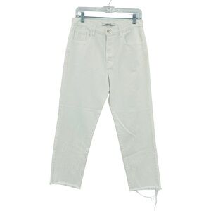 J Brand Wynne high rise straight leg crop white cipher distressing  size 28